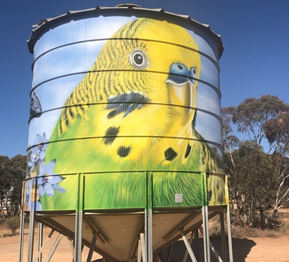 Budgerigar Painted on Werrimull Silo
