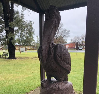 Redgum Sculpture of Pelican