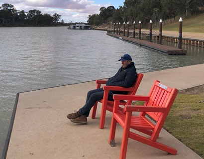 Leo Relaxing beside the Murray River