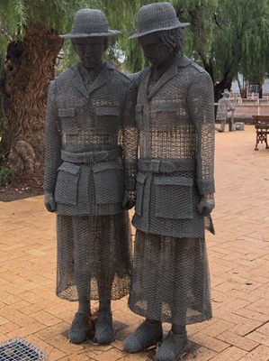 Two Army Women made from wire
