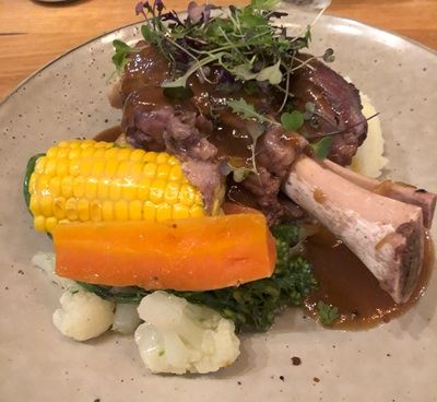 Lamb Shanks meal at Rawnsley Station